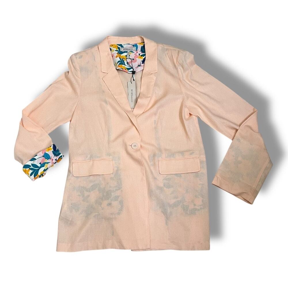 BCBGeneration linen boyfriend peach & floral blazer NEW - Picture 8 of 9